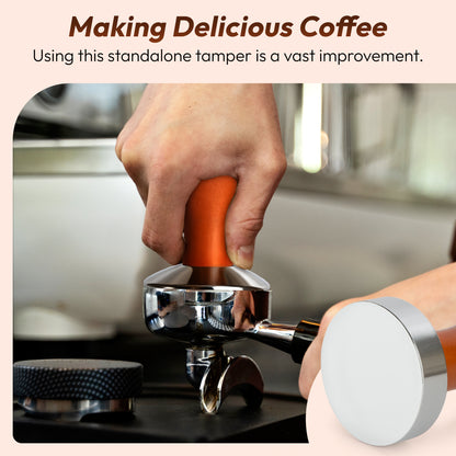MADCHIEF 53.3mm Espresso Tamper – Wooden Handle & Stainless Steel Coffee Tamper Barista Tool
