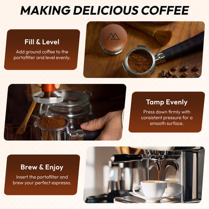 MADCHIEF 53.3mm Espresso Tamper – Wooden Handle & Stainless Steel Coffee Tamper Barista Tool